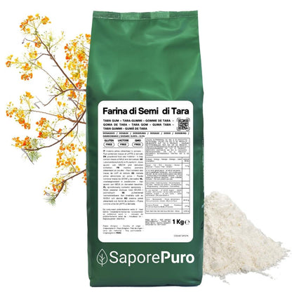 Farina di semi di Tara SaporePuro, gomma di Tara E417, origine Perù, confezionata in Italia, ingrediente naturale per cucina e dolci.