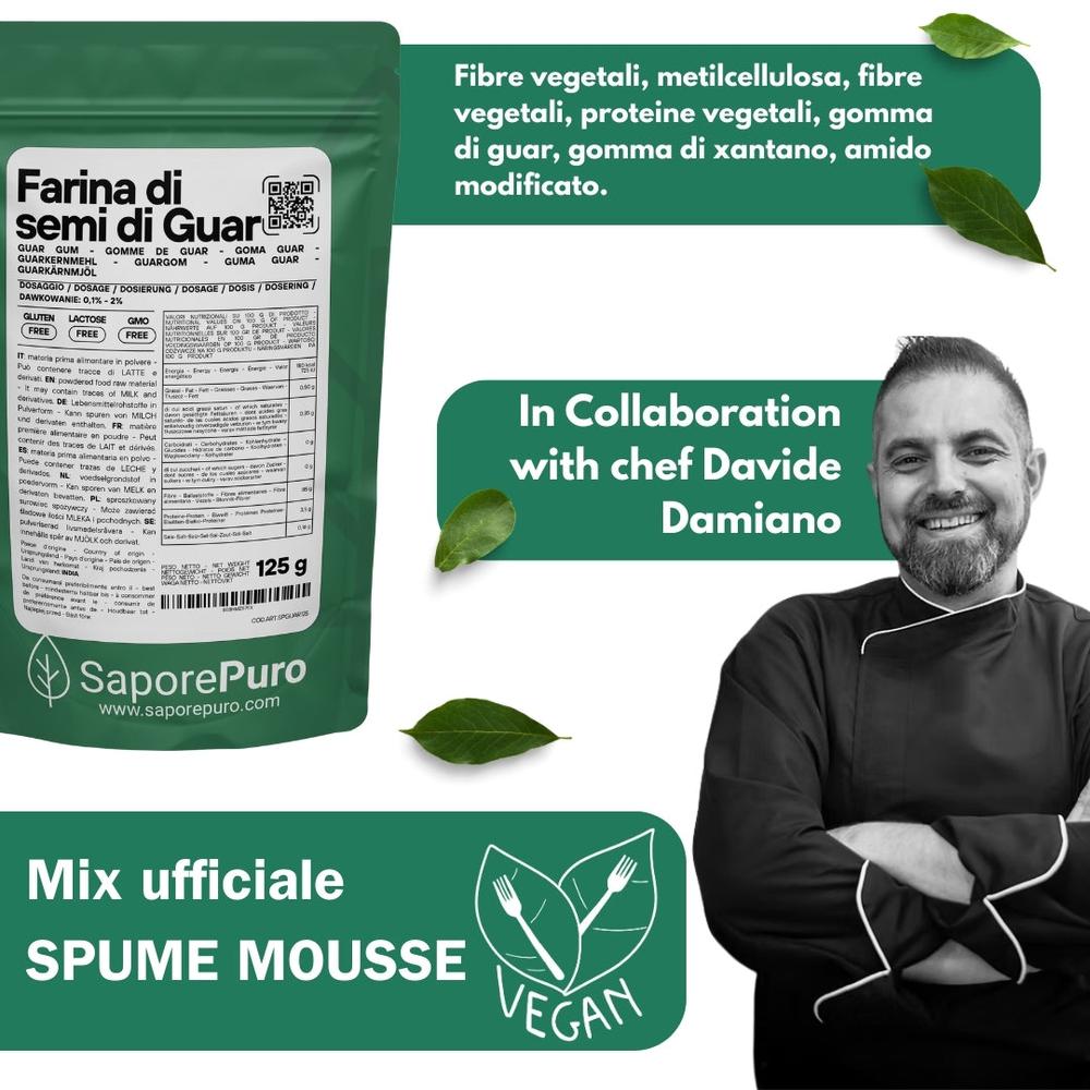 Spuma vegana SaporePuro in confezione da 250g, miscela professionale per mousse e spume leggere e soffici