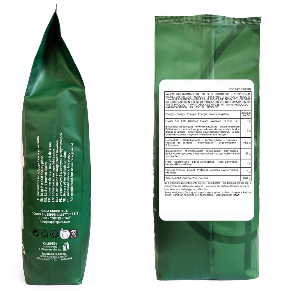Sciroppo di glucosio in polvere SaporePuro, ingrediente per cucina e pasticceria, in confezione da 1 kg, con dettagli visivi del prodotto