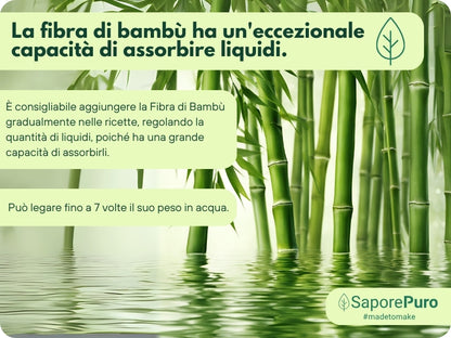 Fibra di bambù naturale di SaporePuro, ingrediente per prodotti caseari, da forno e gelati, provenienza Germania, confezione da cucina