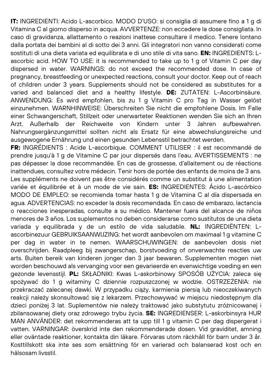 Vitamina C pura SaporePuro, acido ascorbico in confezione da cucina, ingrediente essenziale per ricette e integratori.
