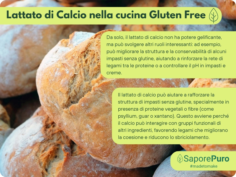 Lattato di calcio in polvere SaporePuro, ingrediente per cucina e forno, usato per sferificazione molecolare, in confezione da cucina
