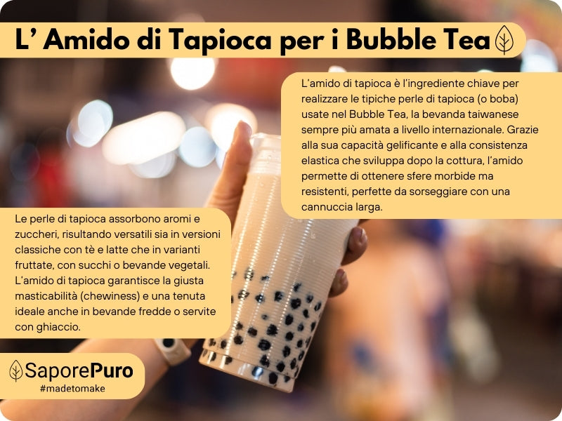 Amido di tapioca nativo SaporePuro in confezione, perfetto per cucina e ricette, mostra la polvere bianca fine e setacciata.