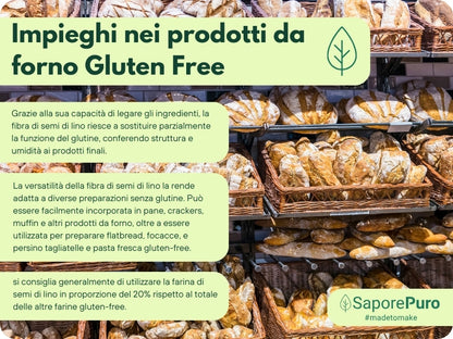 Fibra di semi di lino SaporePuro, addensante naturale per gelati, dolci e salse, visibile in immagine.