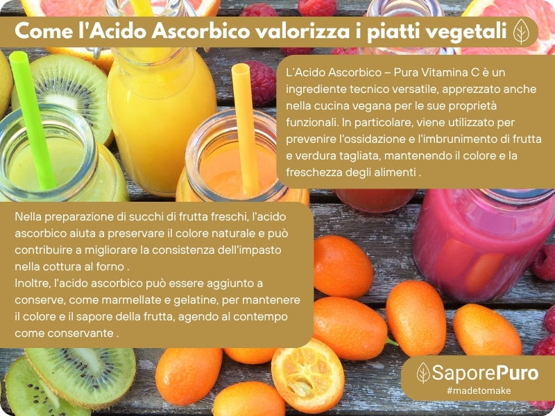 Vitamina C pura SaporePuro in polvere, acido ascorbico per ricette, confezionato in Italia, nutriente essenziale per la salute