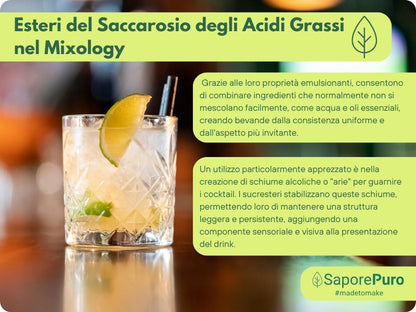 Immagine di zuccheri esterificati Sucresteri E473 di SaporePuro, ingrediente per cucina e forno, in contenitore con etichetta bianca.