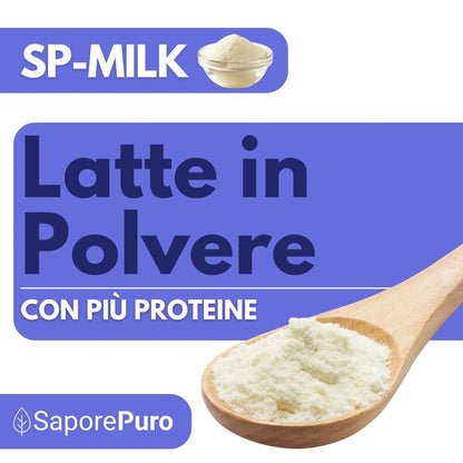 Latte in polvere SaporePuro con alto contenuto proteico, adatto per gelati, pasticceria e cucina, in confezione da 3.