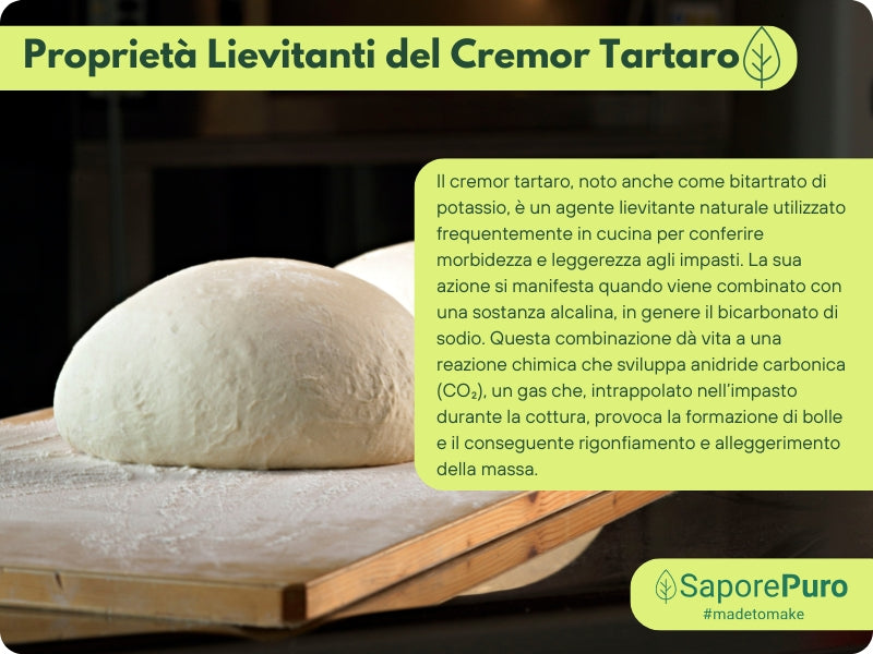 Cremor Tartaro SaporePuro, lievito in polvere E336i, agente lievitante e stabilizzante, in confezione da 100g.