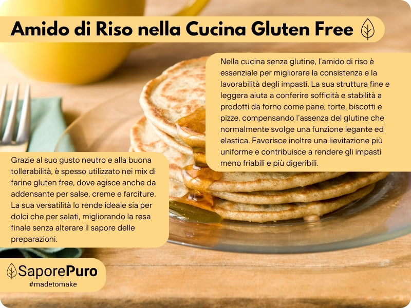 Amido di riso SaporePuro, 100% naturale, in confezione con polvere bianca fine, origine Italia, per cucinare e cosmetici