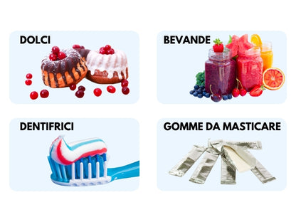 Dolcificante naturale Xilitolo SaporePuro in confezione con zucchero e dolcificanti, origine extra UE, basso contenuto calorico.