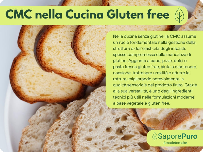 Polvere di Carbossimetilcellulosa (CMC) E466 di SaporePuro, supplemento alimentare con texture fine e bianca.