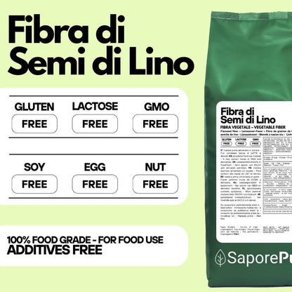 Fibra di semi di lino SaporePuro, addensante naturale per gelati, dolci e salse, senza conservanti, in confezione da 4.