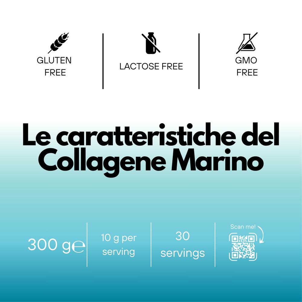 Integratore di collagene marino SaporePuro in polvere, 300g, ideale per la salute della pelle e delle articolazioni