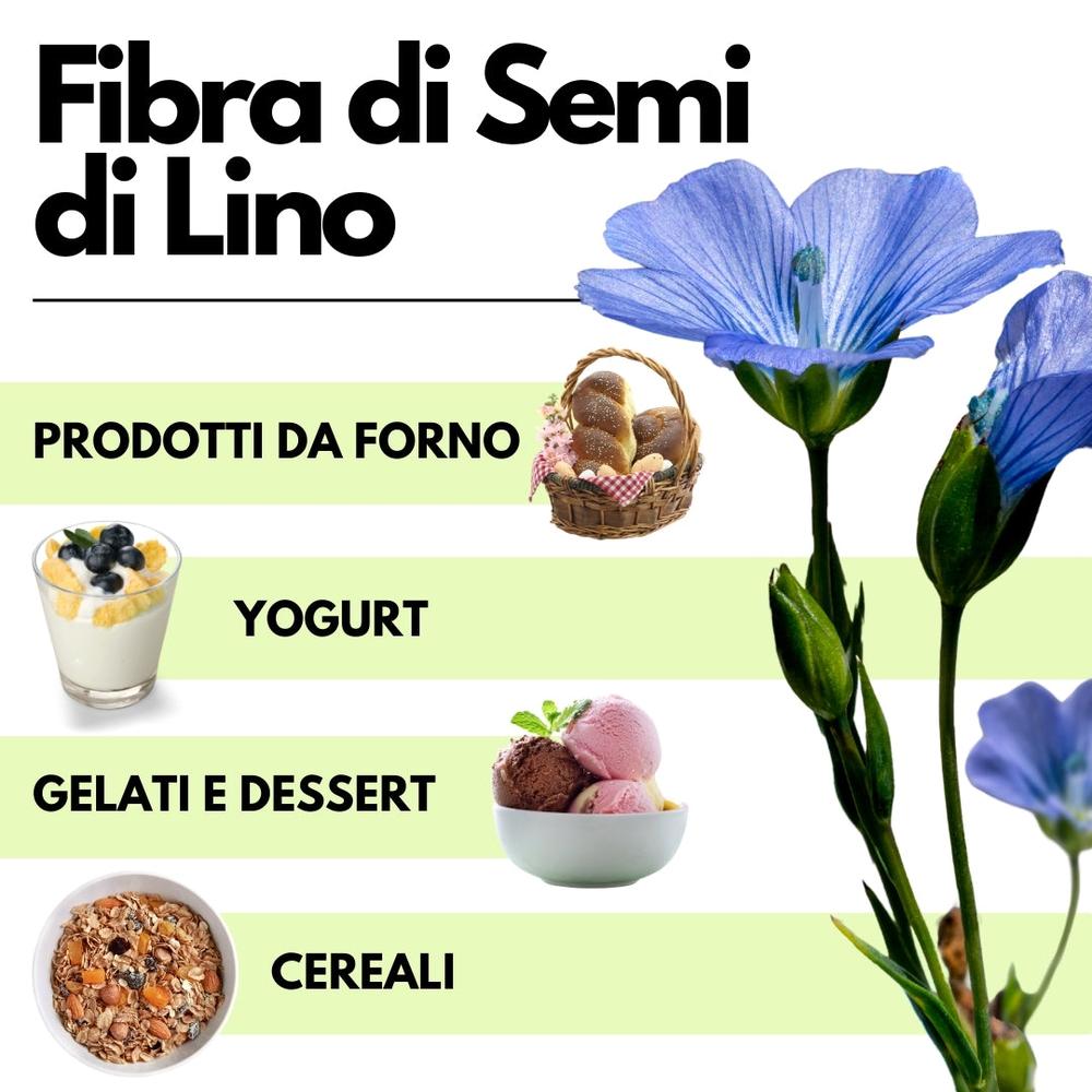 Fibra di semi di lino SaporePuro, addensante naturale per gelati, dolci e salse, senza additivi, etichetta pulita.
