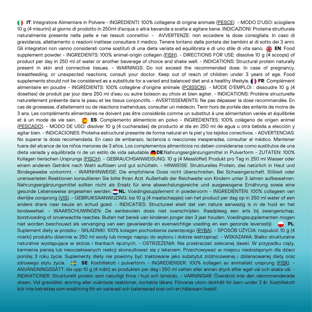 Integratore alimentare di Collagene Marino SaporePuro in polvere da 300g, contenuto naturale e benefico per la pelle.