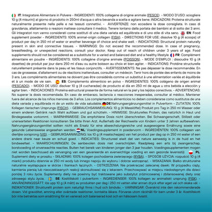 Integratore alimentare di Collagene Marino SaporePuro in polvere da 300g, contenuto naturale e benefico per la pelle.