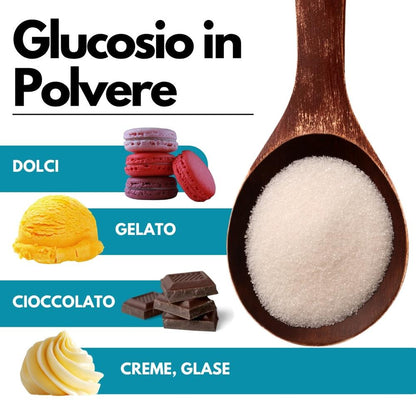Sciroppo di glucosio in polvere SaporePuro, ingrediente per cucina e forno, contenuto da 1 kg, con zucchero 38-39DE