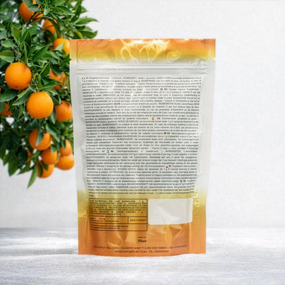 Vitamina C SaporePuro, acido ascorbico puro in confezione da 1000 mg, integratore alimentare con polvere bianca.
