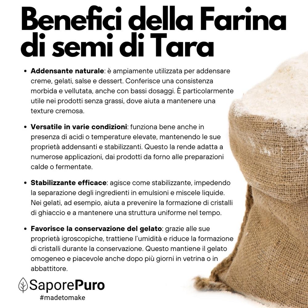 Farina di Semi di Tara SaporePuro, gomma di Tara E417, origine Perù, confezionata in Italia, visibile in questa immagine.