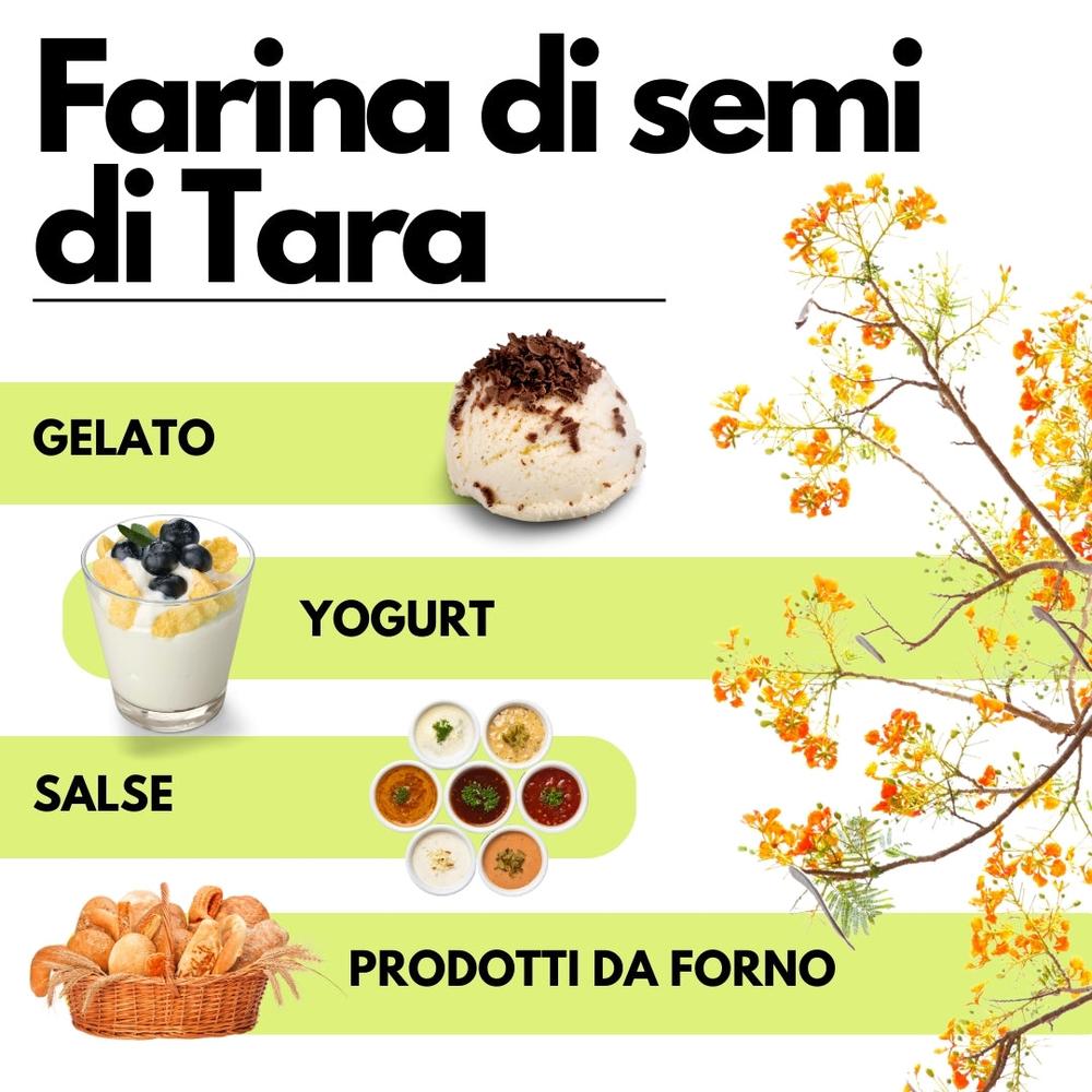 Farina di semi di tara SaporePuro, gomma di tara E417, origine Perù, confezionata in Italia, ingrediente naturale per cucina e pasticceria