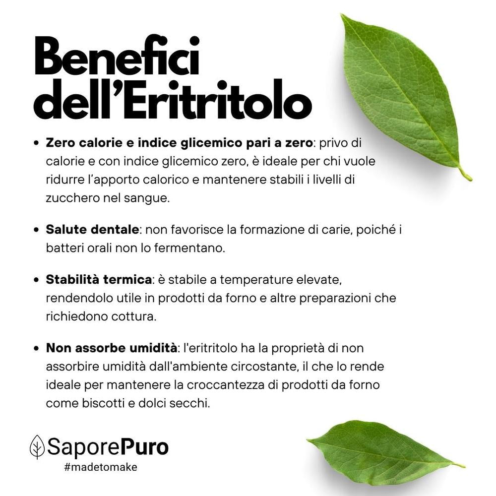 Eritritolo SaporePuro, dolcificante naturale francese, in confezione per zucchero e dolcificanti, senza calorie, immagine frontale