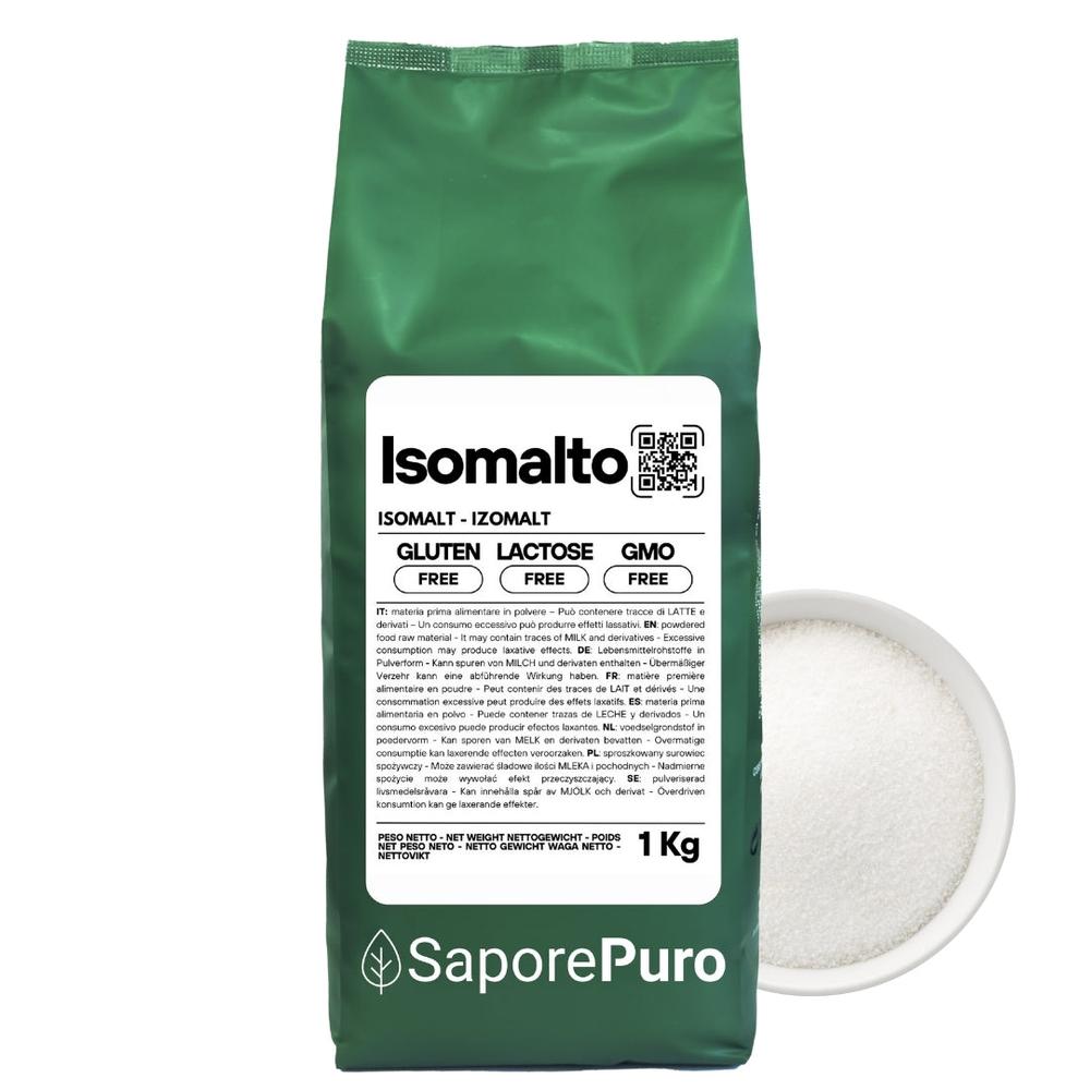 Isomalto SaporePuro, origine Germania, ingrediente naturale per cucinare e da forno, in confezione visibile sull'immagine.