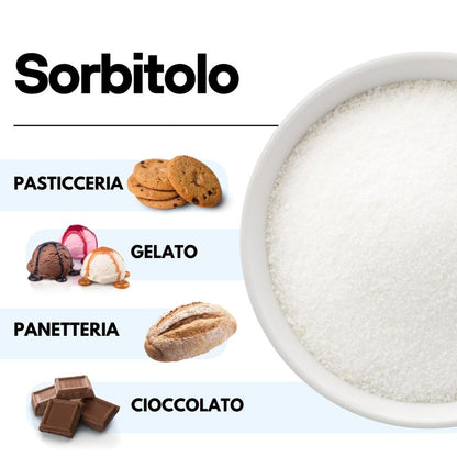 Sorbitolo SaporePuro, ingrediente versatile per gelati e dolci morbidi, ideale come sostituto dello zucchero in cucina e forno