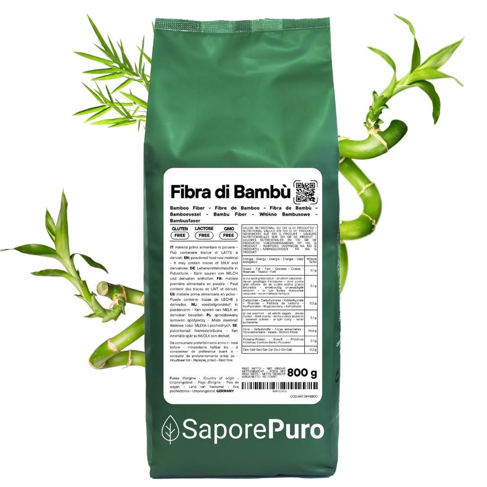 Fibra di bambù naturale di SaporePuro, ingrediente per prodotti caseari, da forno e gelati, origine Germania.