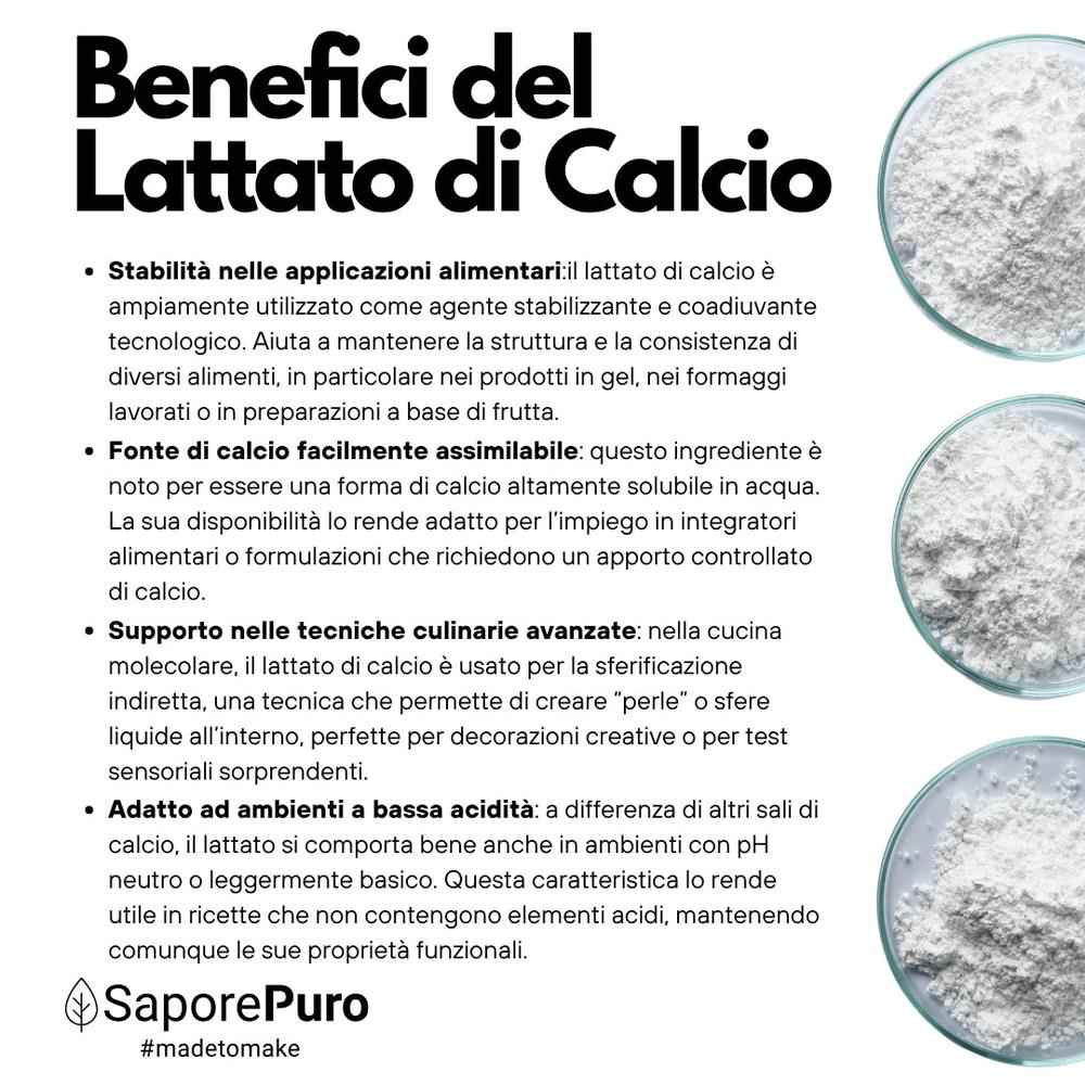 Lattato di calcio in polvere SaporePuro per cucina e forno, ingrediente per sferificazione molecolare, confezione B08HM1JXWK.PT01
