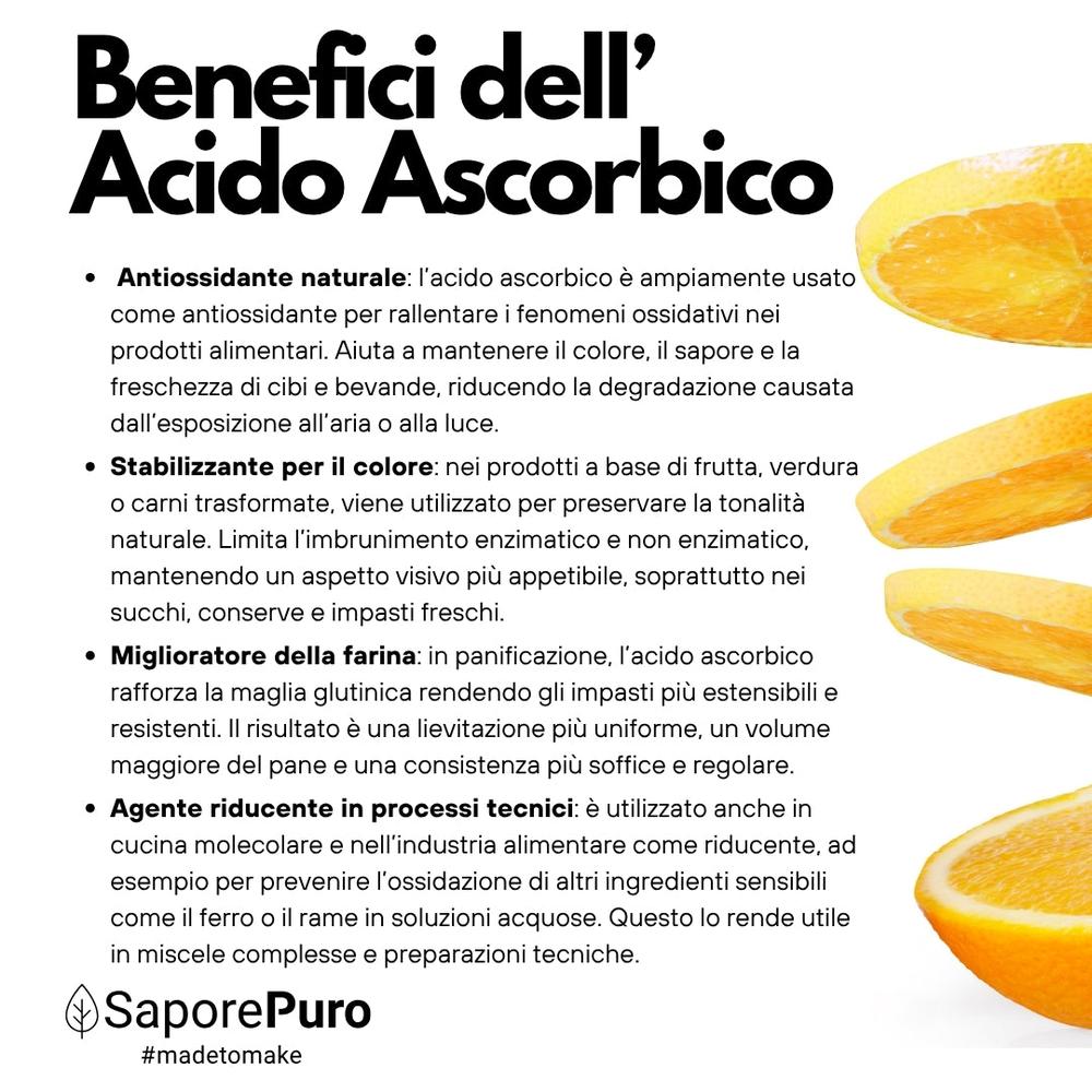 Vitamina C pura SaporePuro in confezione, integratore di acido ascorbico essenziale per ricette e salute naturale