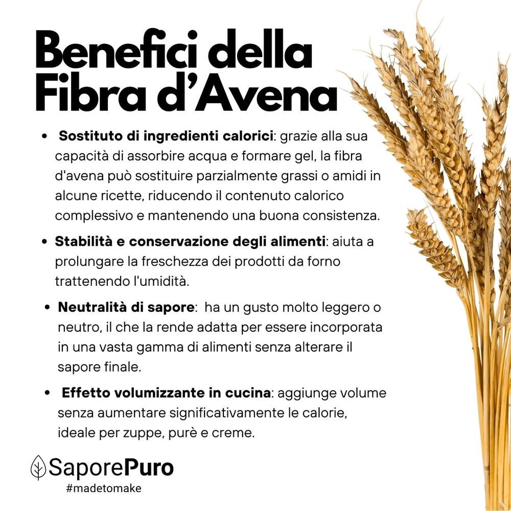 Fibra di avena senza glutine SaporePuro, immagine che mostra il pacchetto con avena naturale e senza glutine.