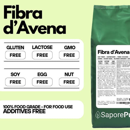 Fiocchi di fibra di avena senza glutine SaporePuro in confezione da 250g, perfetti per colazioni salutari e ricette senza glutine.