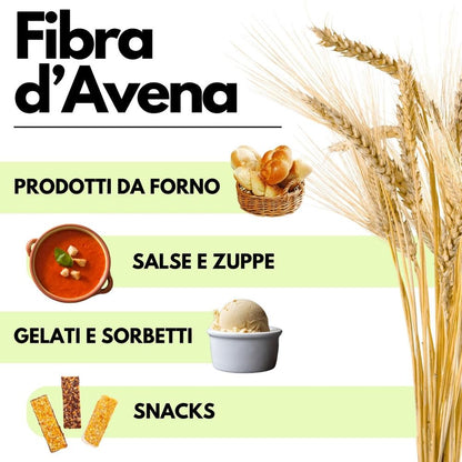 Fibra di avena senza glutine SaporePuro in confezione da 500g, vista della scatola con etichetta e prodotto pronto all'uso