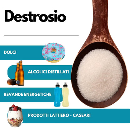 Zucchero Destrosio SaporePuro per gelato, dolcificante energetico in confezione da 1 kg, con zucchero e dolcificanti naturali