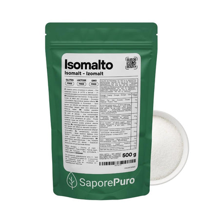 Isomalto SaporePuro, dolcificante di origine Germania, ingrediente per cucinare e da forno, in confezione con etichetta visibile.