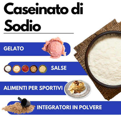 Immagine di caseinato di sodio di SaporePuro, proteina pura da latte, ingrediente per cucina e forno, senza glutine.