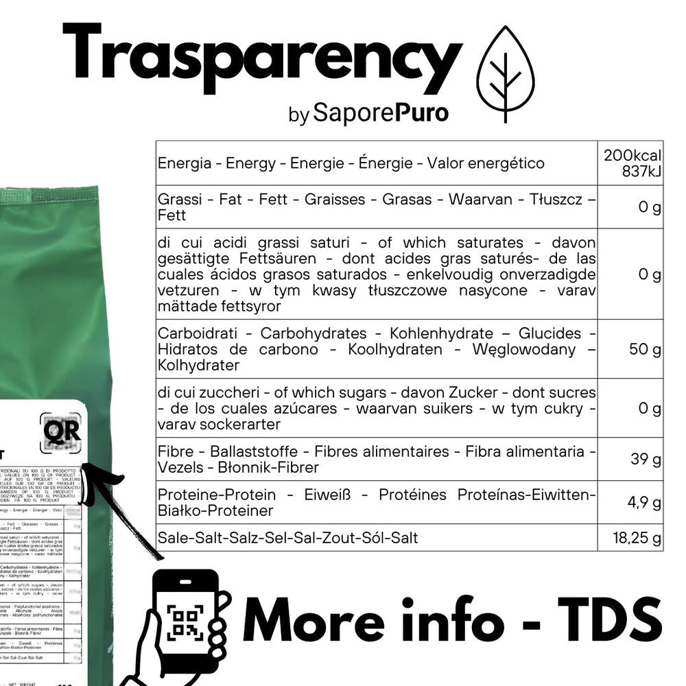 Alginate di Sodio SaporePuro per sferificazione molecolare, ingrediente naturale per cucina e forno, gelificante E401, in confezione.