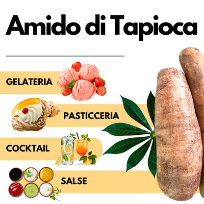 Amido di tapioca nativo SaporePuro in sacchetto, ideale per cucina, con immagine del prodotto in confezione.