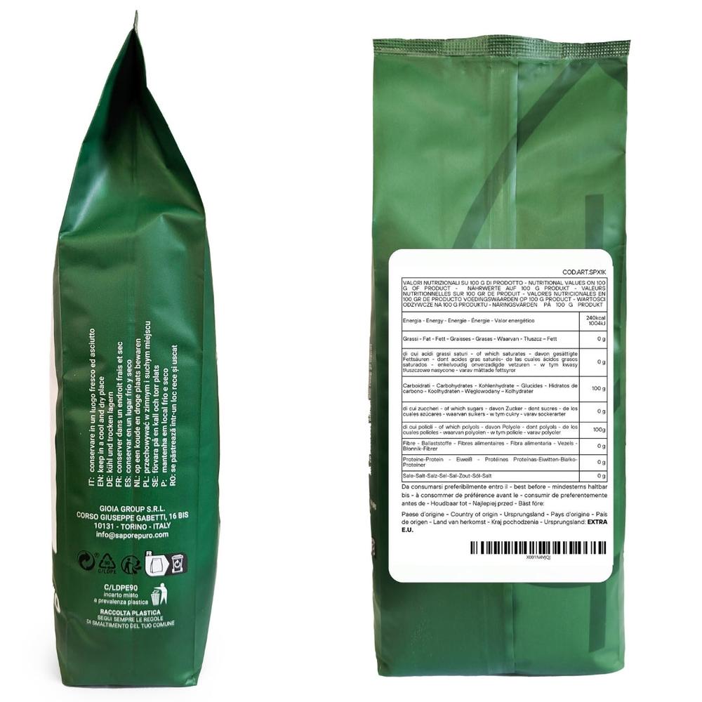 Zucchero e dolcificanti SaporePuro Xilitolo naturale con meno calorie, origine extra E.U., in confezione da 500g