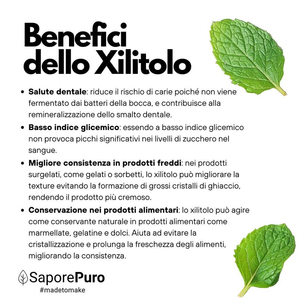 Xilitolo SaporePuro, dolcificante naturale con meno calorie, in confezione di zucchero e dolcificanti, origine Extra U.E.