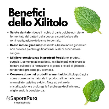 Xilitolo SaporePuro, dolcificante naturale con meno calorie, in confezione di zucchero e dolcificanti, origine Extra U.E.