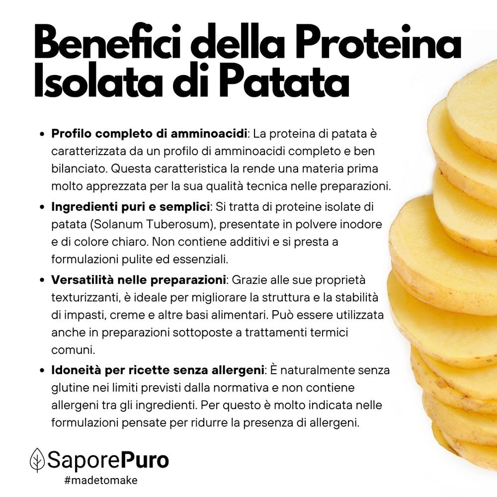 Proteine isolate di patata VegeWhip di SaporePuro, albume vegano e proteine vegetali per ricette vegane e senza derivati animali.