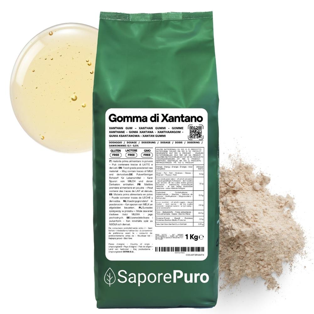 Gomma di xantano SaporePuro E415 in confezione, ingrediente naturale, visibile in questa immagine.