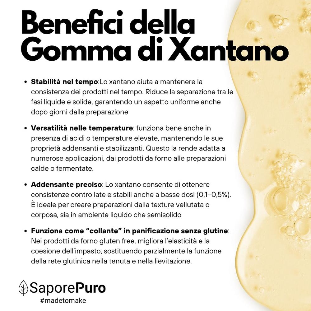 Gomma di xantano SaporePuro E415 in confezione, prodotto in Italia, visibile sulla confezione.