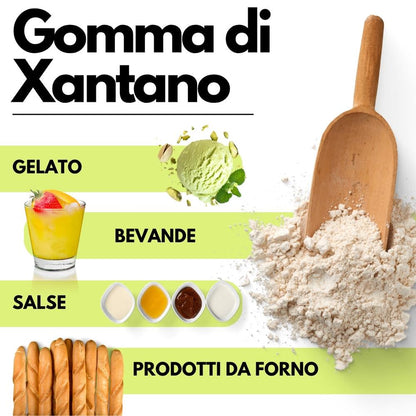 Gomma di xantano SaporePuro E415 in confezione, ingrediente naturale, visibile in immagine. Produttore italiano.