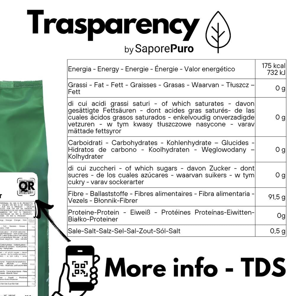 Polvere di carbossimetilcellulosa (CMC) E466 di SaporePuro, visibile in un'immagine chiara e dettagliata.
