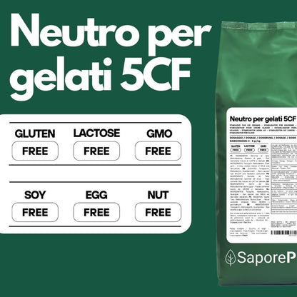 Stabilizzante Neutro per gelato 5CF di SaporePuro, ingrediente per gelati fatti in Italia, impiego a caldo e freddo, in confezione da cucina