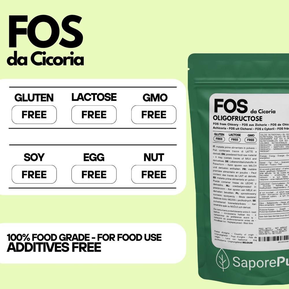 Sostituto naturale dello zucchero Oligofruttosio SaporePuro con frutto oligo saccaridi, origine Europa, immagine del prodotto in confezione