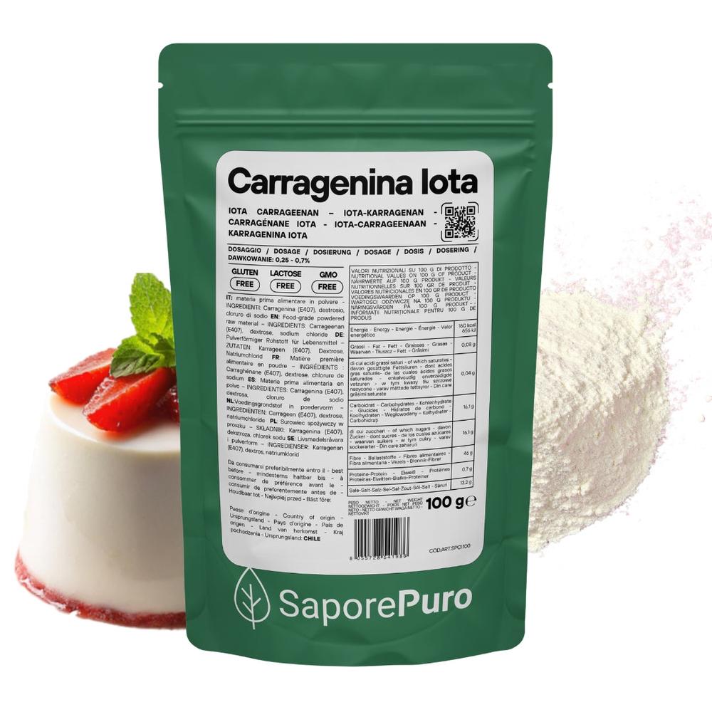 Carragenina Iota E407 di SaporePuro, gelificante elastico in emulsione, visibile in questa immagine.