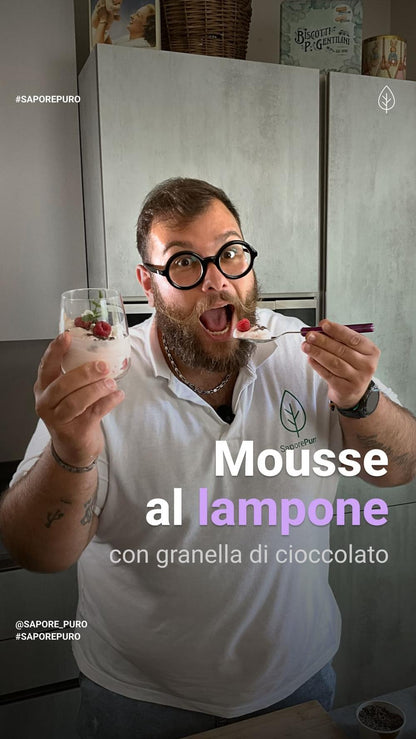 Montante per mousse facile e vegano di SaporePuro, preparato per dolci con crema soffice e leggera, ideale per dessert deliziosi.